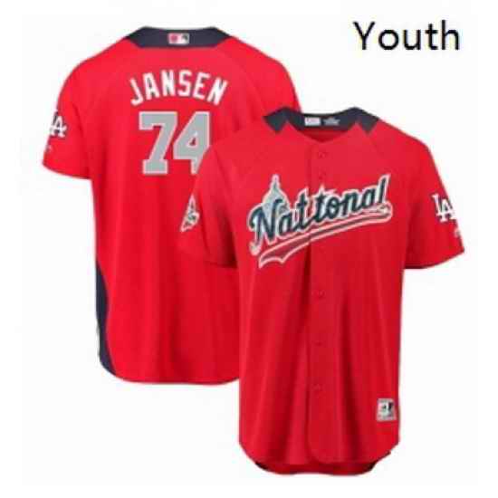 Youth Majestic Los Angeles Dodgers 74 Kenley Jansen Game Red National League 2018 MLB All Star MLB Jersey
